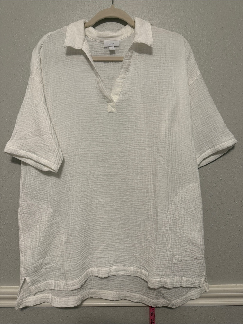 Pure Jill White Gauze V-Neck Swim Coverup